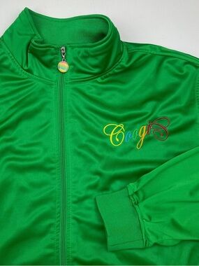 RARE Coogi Vintage Track Jacket Full Zip Embroidered Mask Warrior XXL Green Y2K
